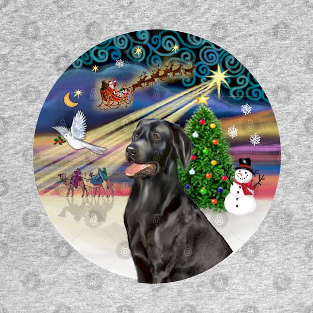 "Christmas Magic" with a Happy Black Labrador Retriever by Dogs Galore and More